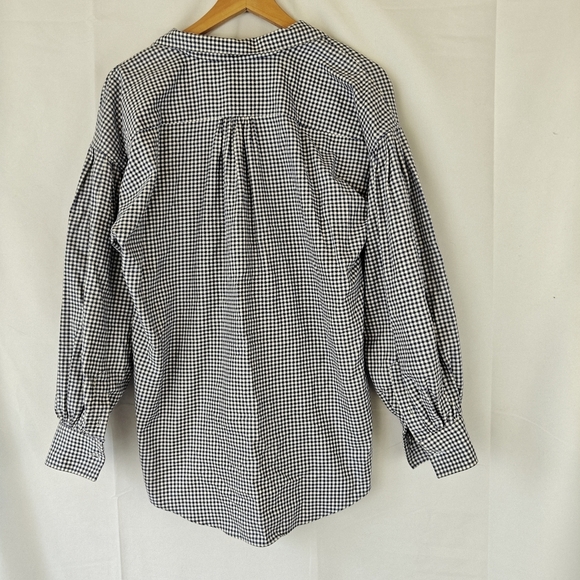 Ann Mashburn Mirabella Brushed Flannel Button Up Shirt In Navy/Ivory Gingham SM - Picture 13 of 14